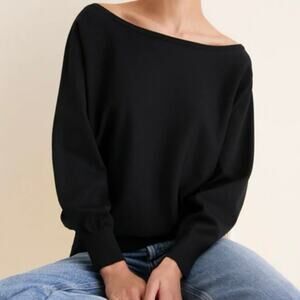 Tuckernuck Black Wide Neck Valencia Sweater Blouse XS